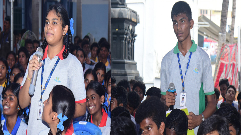 Students interacting with consultants at Vidhya School, Medavakkam